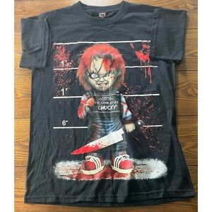 CHUCKY T-shirt Child's Play Doll Police Lineup Black Large Horror TShirt